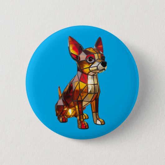 Chihuahua Stained Glass Button (Voorkant)