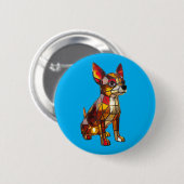 Chihuahua Stained Glass Button (Voorkant /achterkant)