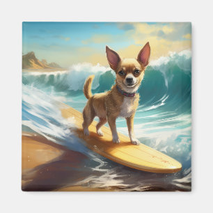 Chihuahua strand surfen schilderij magneet