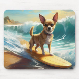 Chihuahua strand surfen schilderij muismat