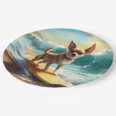 Chihuahua strand surfen schilderij papieren bordje (Gekanteld)