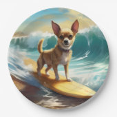 Chihuahua strand surfen schilderij papieren bordje (Voorkant)