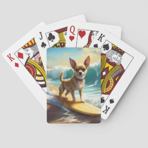 Chihuahua strand surfen schilderij pokerkaarten