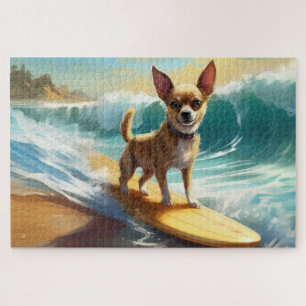 Chihuahua Strand Surfing Schilderij Legpuzzel