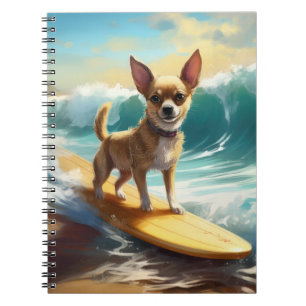 Chihuahua Strand Surfing Schilderij Notitieboek