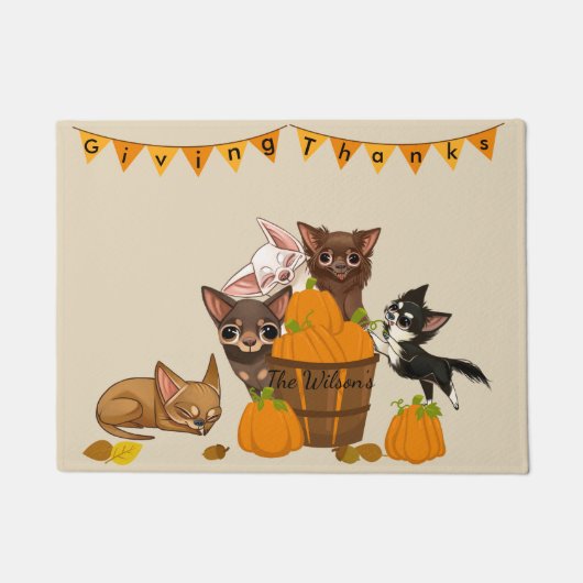 Chihuahua Thanksgiving Doormat Deurmat (Voorkant)