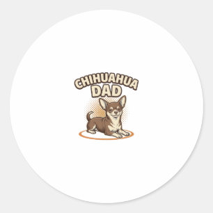 Chihuahua Vader Vintage Gravure Hond Liefhebber On Ronde Sticker