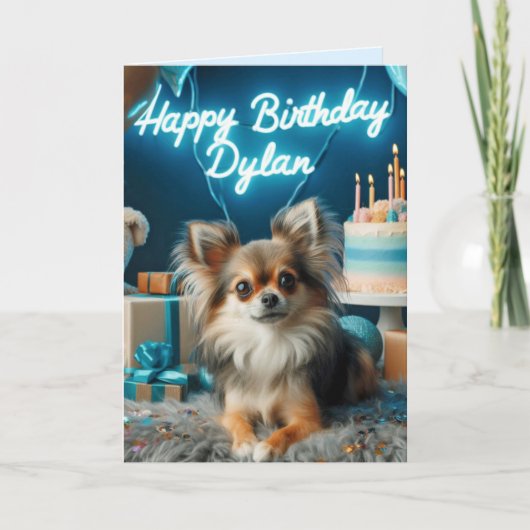 Chihuahua Verjaardag Kaart Happy Birthday Dylan (Voorkant)