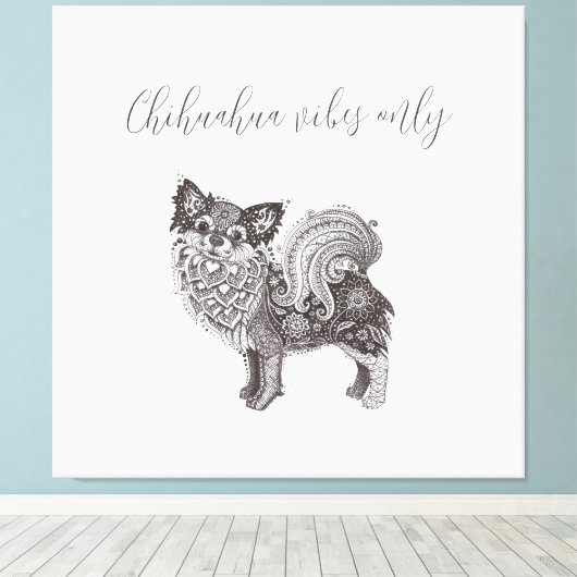 Chihuahua Vibes Premium Wrapped Canvas Art (Insitu (Houten vloer))