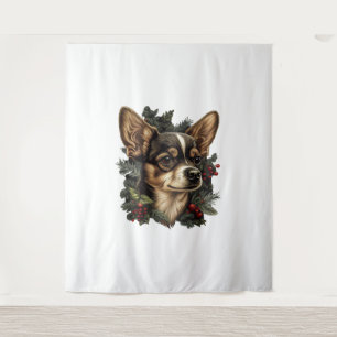 Chihuahua Vrolijk Kerstmis Kerstboom Leuke Hond Wandkleed