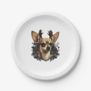 Chihuahua Vrolijk Kerstmis X-Mas Boom Leuk Papieren Bordje