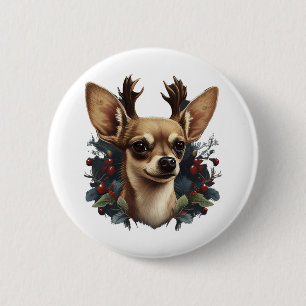 Chihuahua Vrolijk Kerstmis X-Mas Boom Leuk Ronde Button 5,7 Cm