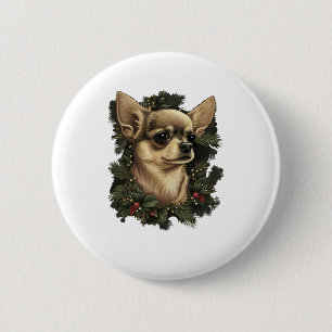 Chihuahua Vrolijk Kerstmis X-Mas Boom Leuk Ronde Button 5,7 Cm