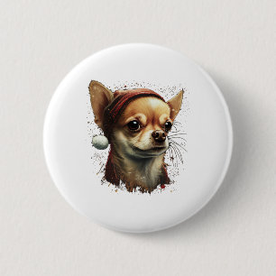 Chihuahua Vrolijk Kerstmis X-Mas Boom Leuk Ronde Button 5,7 Cm