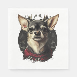 Chihuahua Vrolijk Kerstmis X-Mas Boom Leuk Servet