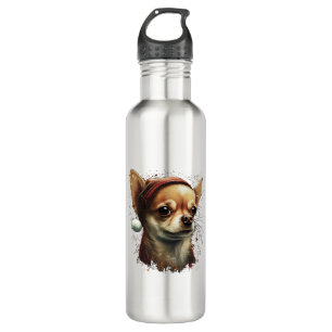 Chihuahua Vrolijk Kerstmis X-Mas Boom Leuk Waterfles