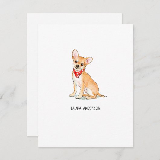 Chihuahua Waterverf Flat Dank u kaart (Voorkant / Achterkant)