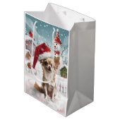Chihuahua Winter Wonderland Christmas Joy Medium Cadeauzakje (Voorkant Gekanteld)