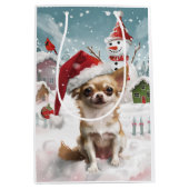 Chihuahua Winter Wonderland Christmas Joy Medium Cadeauzakje (Voorkant)