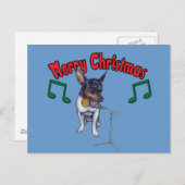 Chihuahua zingt vrolijk kerstfeest feestdagenkaart (Voorkant / Achterkant)