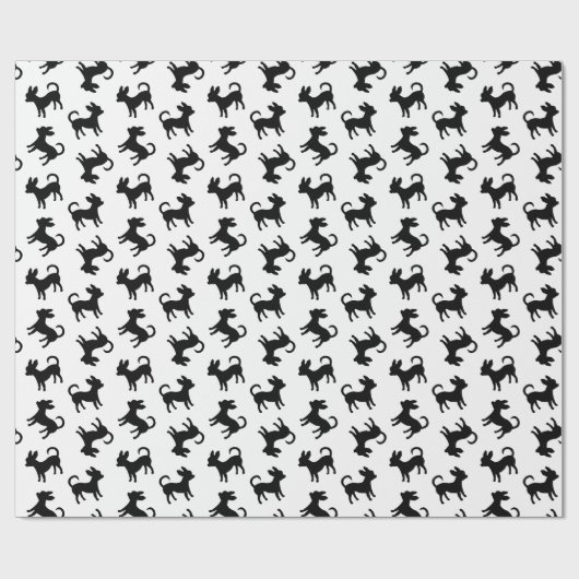 Chihuahuas Black en White Pattern Cadeaupapier (Vlak)