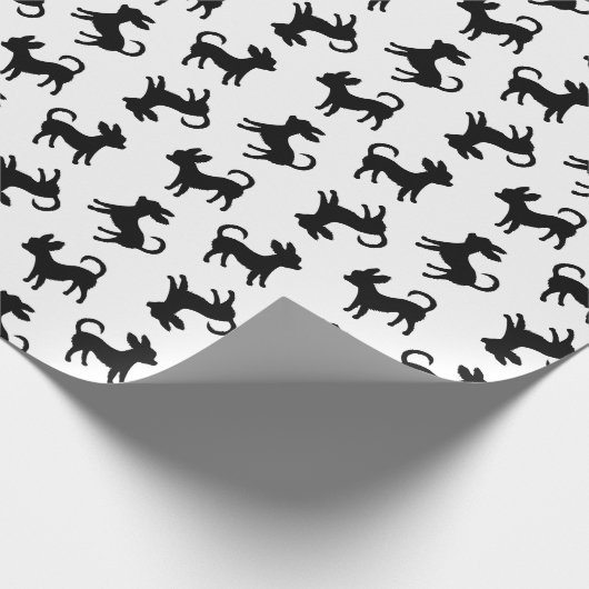 Chihuahuas Black en White Pattern Cadeaupapier (Hoek)
