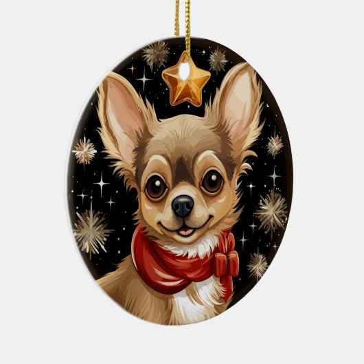 Chihuahua's Eerste Kerstmis Keramisch Ornament (Rechts)