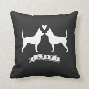 Chihuahuas Love - Dog Silhouettes w/Heart Kussen