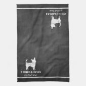 Chihuahuas Spoiled here  Chalkboard Theedoek (Verticaal)