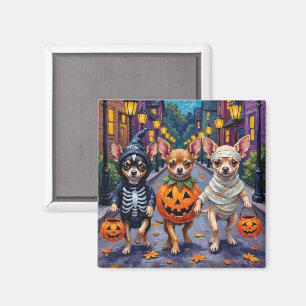 Chihuahua's trick-or-treaten in Halloween-kostuums Magneet