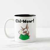 Chihuhua Chi-Wow T-shirts en geschenken Tweekleurige Koffiemok (Links)