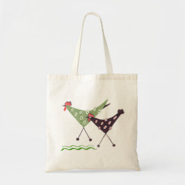 Chikens, rennen. folk art canvas tas