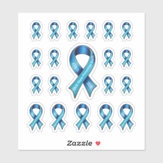 Child Abuse Prevention Month 2026 Blue Ribbon Sticker (Vel)