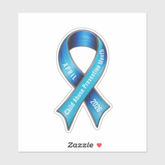 Child Abuse Prevention Month 2026 Blue Ribbon  Sticker