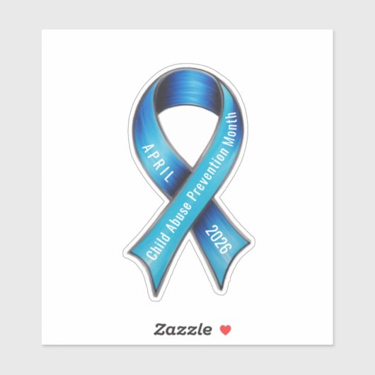 Child Abuse Prevention Month 2026 Blue Ribbon  Sticker (Vel)