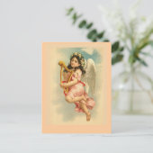 "Child Angel met Harp" Vintage Briefkaart (Staand voorkant)