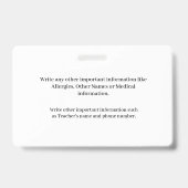 Child Boy Girl ID Identification Card Personaliser Badge (Back)