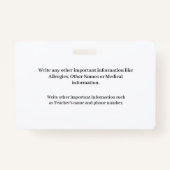 Child Boy Girl ID Identification Personalize Card Badge (Achterkant)