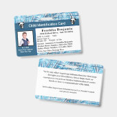 Child Boy Girl ID Identification Personalize Card Badge (Front & Back)