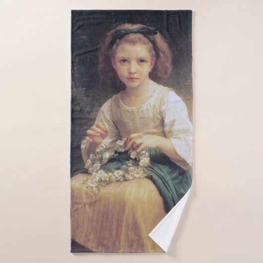 Child Braiding a Crown, Bouguereau Badhanddoek (Badhanddoek)
