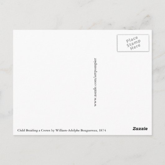Child Braiding a Crown door W.A. Bouguereau Briefkaart (Achterkant)