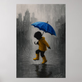 Child Dancing in the Rain Poster