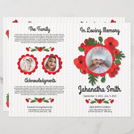 Child Funeral Program Template (Voorkant / Achterkant)