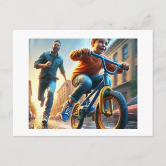 Child Learning to Bike, Postcard Briefkaart (Voorkant)