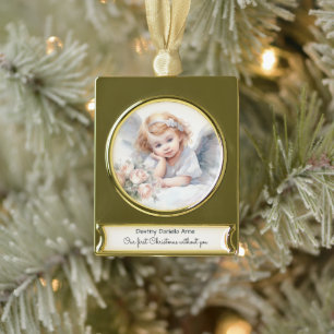 Child Memorial Eerste Kerstmis zonder jou Verguld Banner Ornament