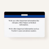 Child Photo ID Identification Card Aangepast Badge (Achterkant)