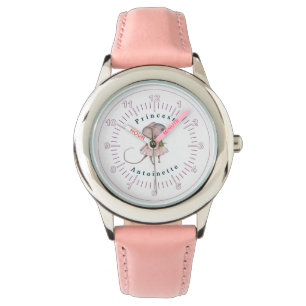 Child Pink Blue Girly Rat Mouse Personal Prinses Horloge