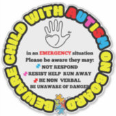 Child with Autism on Board Car Decal Sticker (Devant)