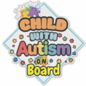 Child with Autism on Board Car Decal Sticker sign (Devant)