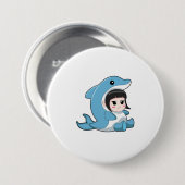 Child with Dolphin Costume Ronde Button 7,6 Cm (Voorkant /achterkant)